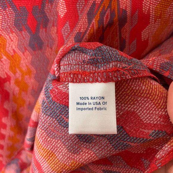 Allison Joy Alina Halter Firebrick Red Orange & Gray Aztec Sleeveless Top XS - Picture 7 of 10